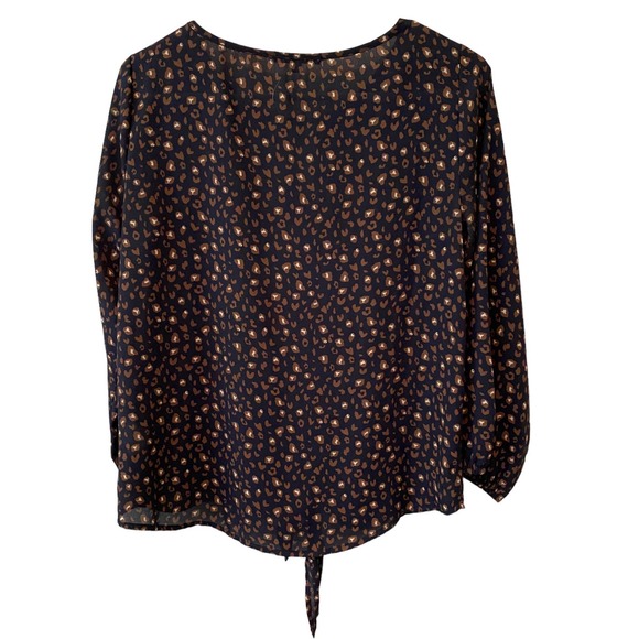 West Kei Navy Blue Blouse Sheer Tie Front Size XS - Picture 6 of 6